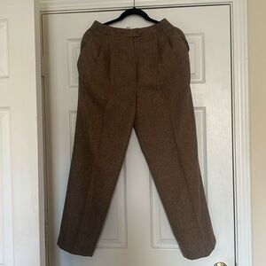 Brown High Waisted 100% Wool Trousers